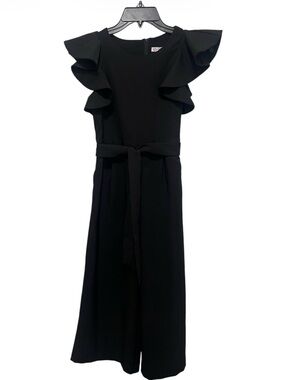 GB Girls Black Ruffle Sleeve Wide Leg Jumpsuit Size 10 Formal Party Wedding